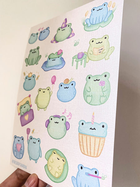 So Many Frogs Linen Art Print