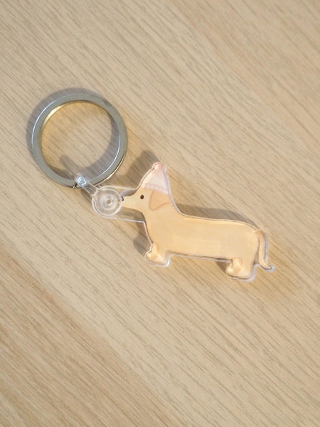 Winter Dachshund Acrylic Keychain