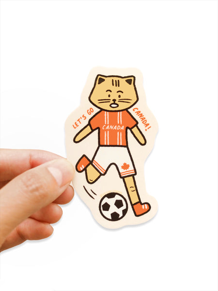 Let's Go Canada Soccer Cat Vinyl Sticker