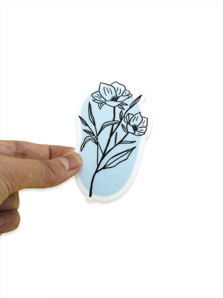Blue Flower Waterproof Sticker