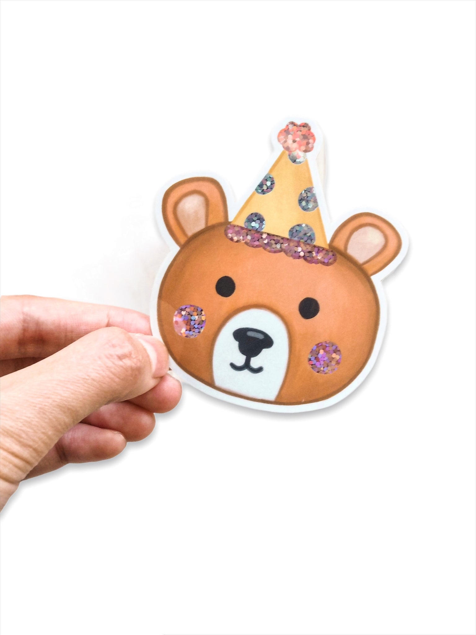 Party Bear Glitter Waterproof Sticker