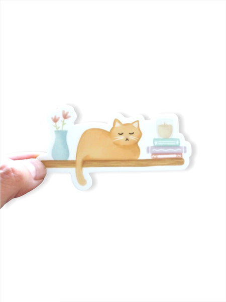 Cat on Shelf Vinyl Sticker